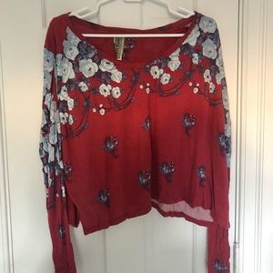 FREE PEOPLE Floral Long-Sleeve Flowy Top